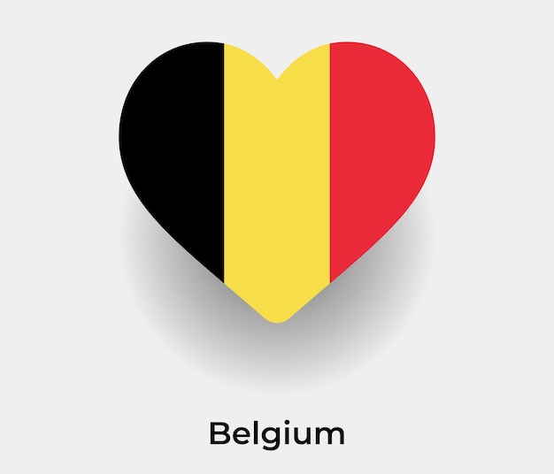 Illustrazione di vettore dell'icona di forma del cuore della bandiera del Belgio