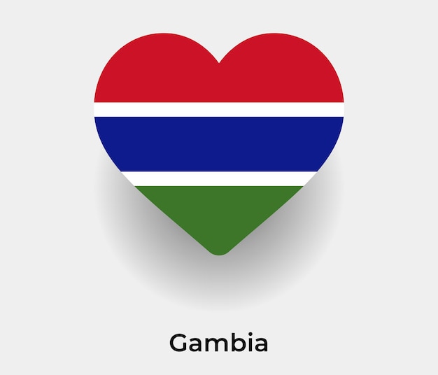 Illustrazione di vettore dell'icona di forma del cuore della bandiera del Gambia