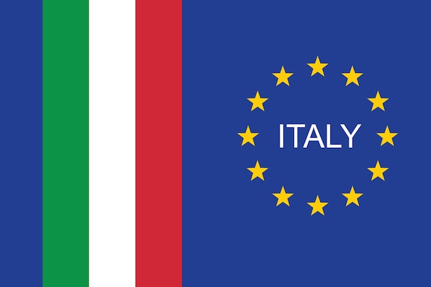 Illustrazione di vettore dell'insegna di simbolo della bandiera nazionale dell'unione europea e dell'Italia