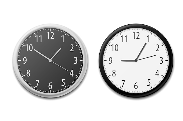 Illustrazione di vettore dell'orologio dell'ufficio della parete rotonda semplice realistica