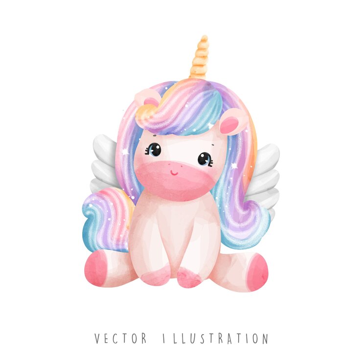 Illustrazione di vettore dell'unicorno dell'unicorno dell'acquerello