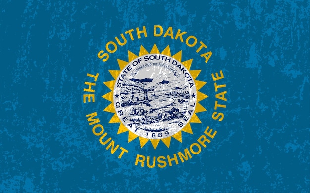 Illustrazione di vettore della bandiera del grunge dello stato del Dakota del Sud