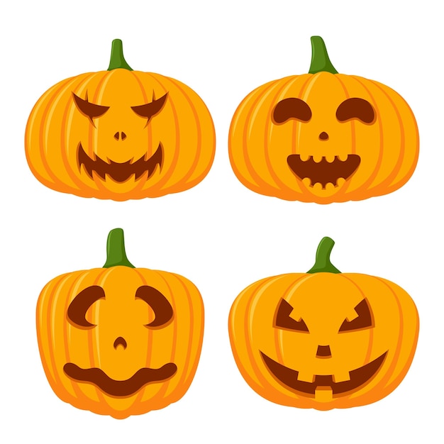 Illustrazione di vettore della raccolta del fronte della zucca di Halloween