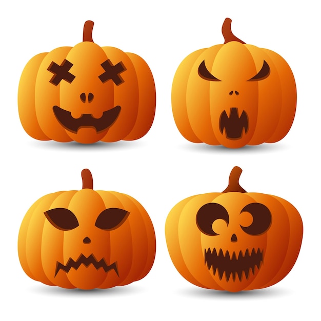 Illustrazione di vettore della raccolta del fronte della zucca di Halloween