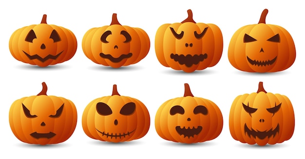 Illustrazione di vettore della raccolta del fronte della zucca di Halloween