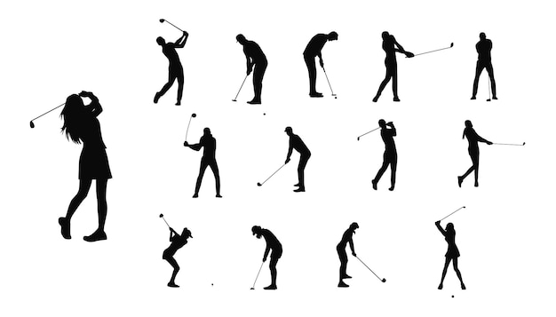 Illustrazione di vettore della siluetta del giocatore di golf