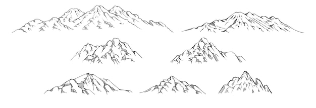 Illustrazione di vettore delle montagne di schizzo di doodle disegnato a mano