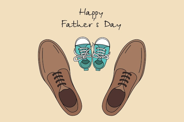 Illustrazione di vettore delle scarpe del padre e del bambino per la festa del papà