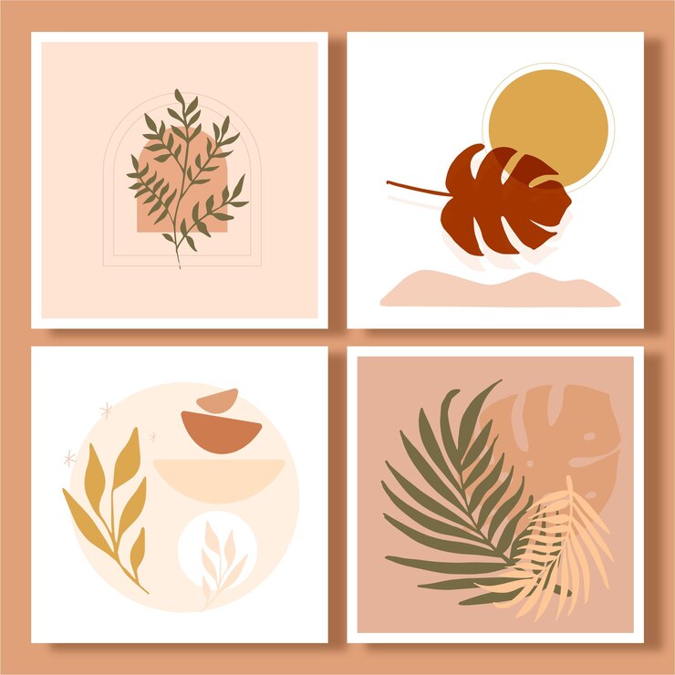Vettore illustrazione di vettore di arte della parete di boho di design piatto disegnato a mano