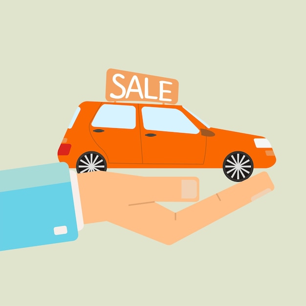 Illustrazione di vettore di concetto di acquisto di auto o vendita di automobili