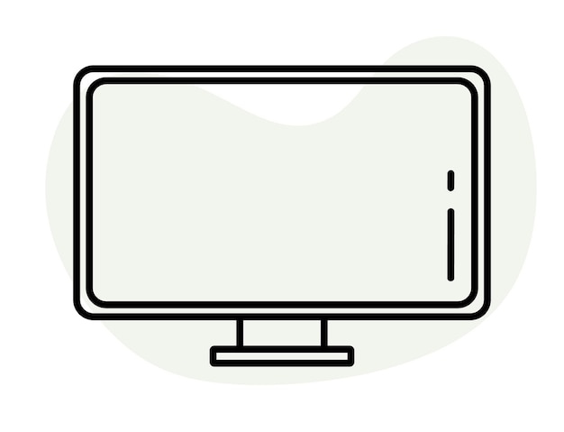 Illustrazione di vettore di doodle disegnato a mano piatto del monitor del computer