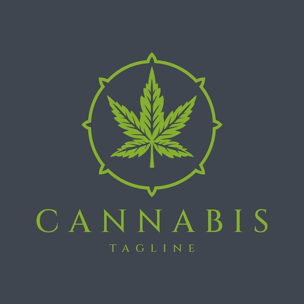 Illustrazione di vettore di progettazione di logo dell'annata della cannabis