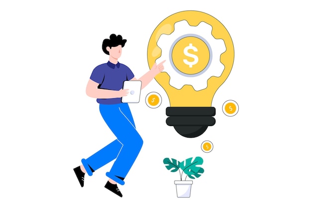 Illustrazione di vettore di progettazione di stile piano di innovazione finanziaria. Illustrazione di scorta