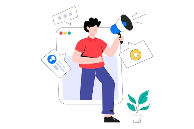 Illustrazione di vettore di progettazione di stile piatto di marketing online. Illustrazione di scorta