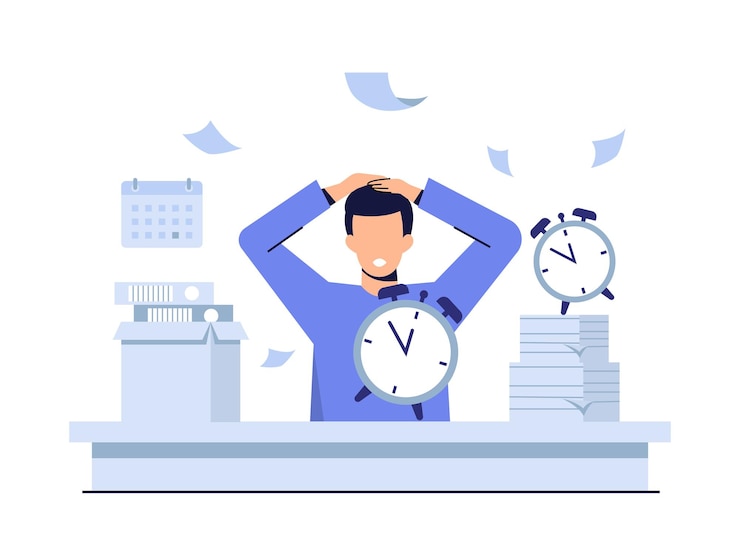 Vettore illustrazione di vettore di scadenza del lavoro d'ufficio
