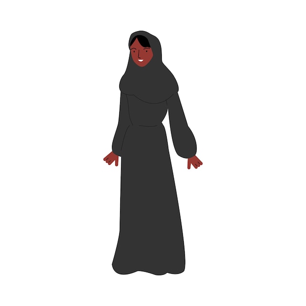 Illustrazione di vettore di schizzo di carattere donna musulmana afroamericana isolata