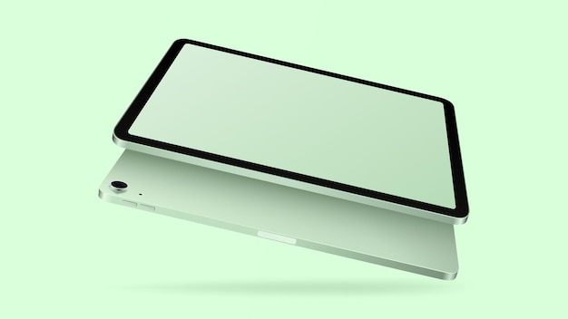 Illustrazione di vettore di vista anteriore e posteriore del mockup della compressa verde