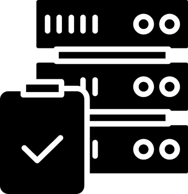 Illustrazione di vettori solidi e glifi della lista di controllo del server