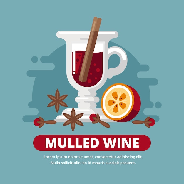Illustrazione di vin brulè piatto