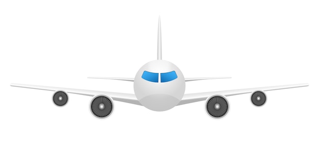 Illustrazione di vista frontale dell'aeroplano su fondo bianco