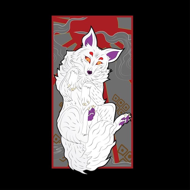 illustrazione di volpe in stile giapponese per l'evento kaijune