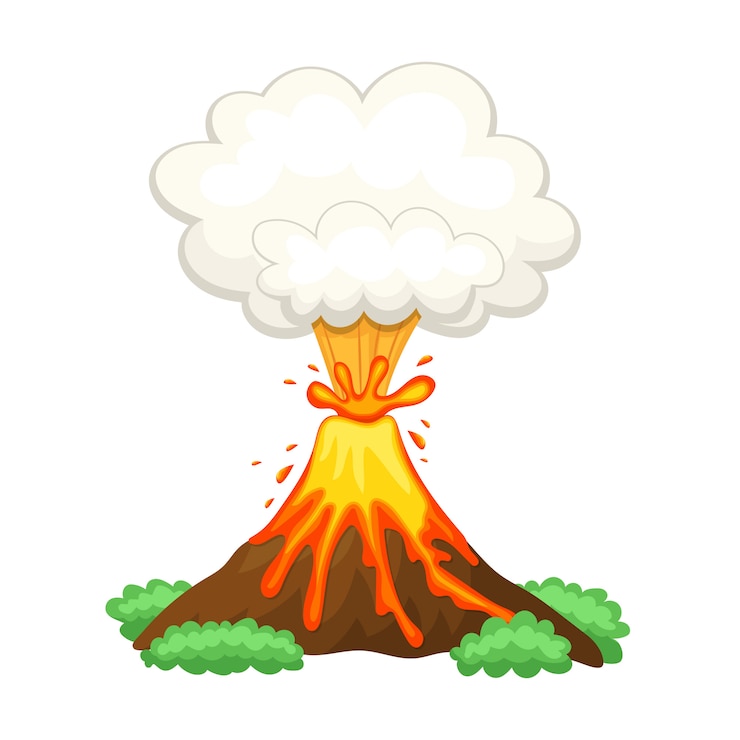 Vettore illustrazione di vulcano su sfondo bianco