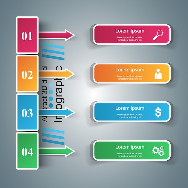 Illustrazione digitale 3D astratta Infographic.