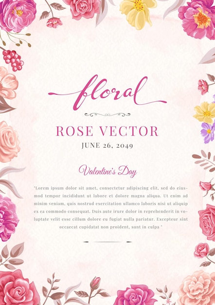 Illustrazione dipinta digitale del fiore della rosa e della foglia botanica