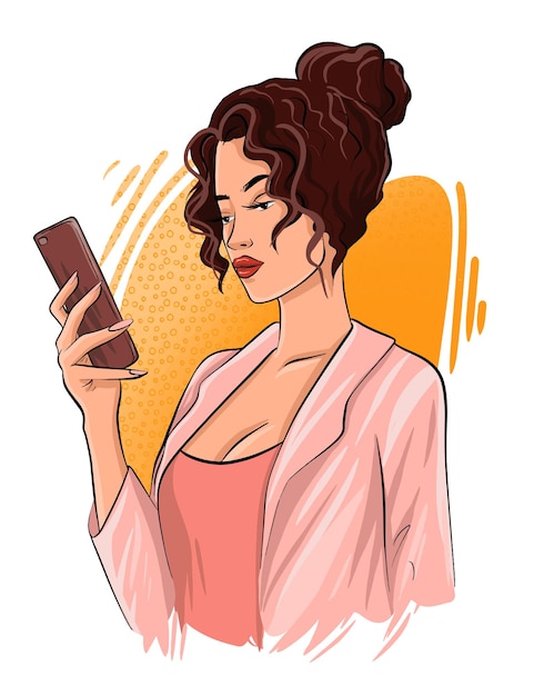Illustrazione disegnata a mano bella giovane donna