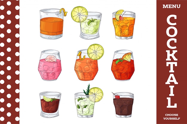 Illustrazione disegnata a mano cocktail