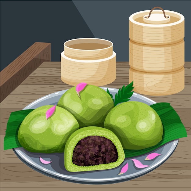 Illustrazione disegnata a mano degli gnocchi di ching ming