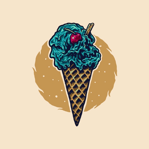 illustrazione disegnata a mano del cranio del gelato