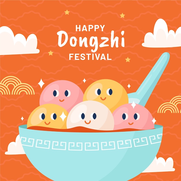 Illustrazione disegnata a mano del festival di dongzhi piatto