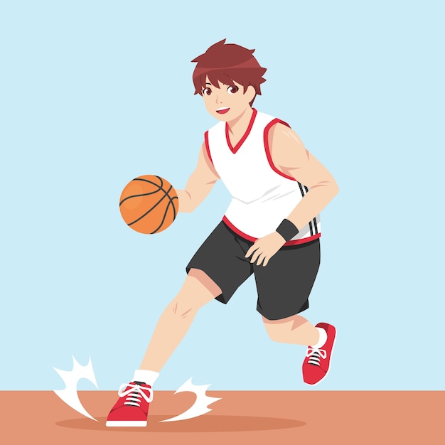 Illustrazione disegnata a mano del fumetto di pallacanestro