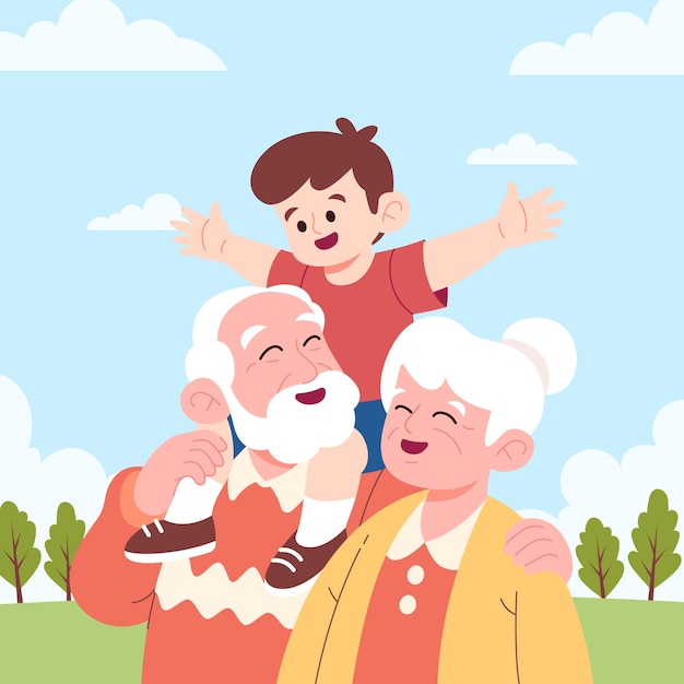 Illustrazione disegnata a mano del giorno dei nonni
