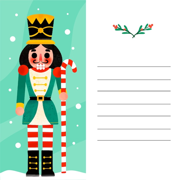 Illustrazione disegnata a mano del personaggio di natale che tiene bandiera in bianco