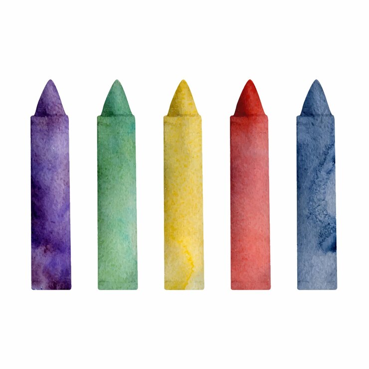 Vettore illustrazione disegnata a mano dell'acquerello bambini bambini pittura materiali artistici forniture mix colori pastelli pastelli ad olio singolo oggetto isolato su bianco per la scuola asilo partito carte negozio sito web