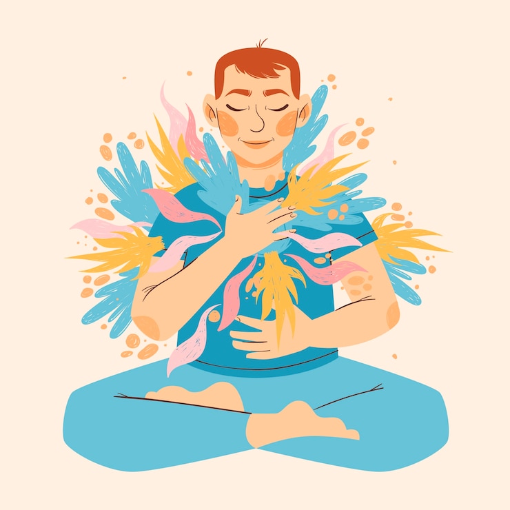 Vettore illustrazione disegnata a mano dell'amore per se stessi