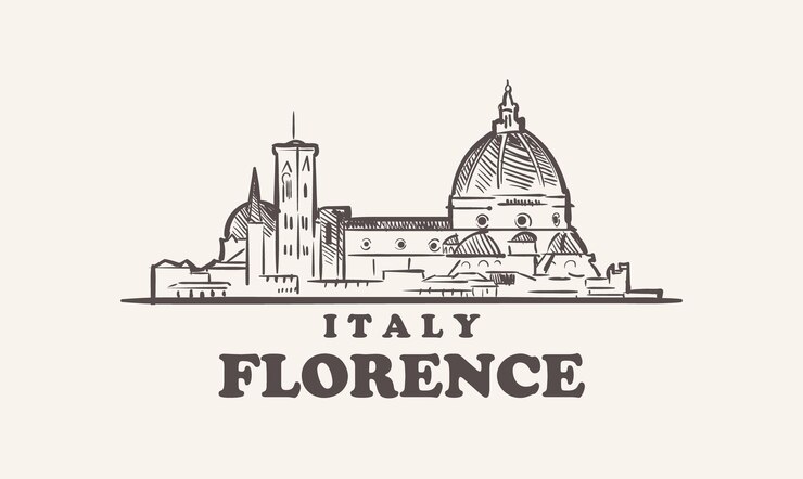 Vettore illustrazione disegnata a mano dell'italia di schizzo di paesaggio urbano di firenze