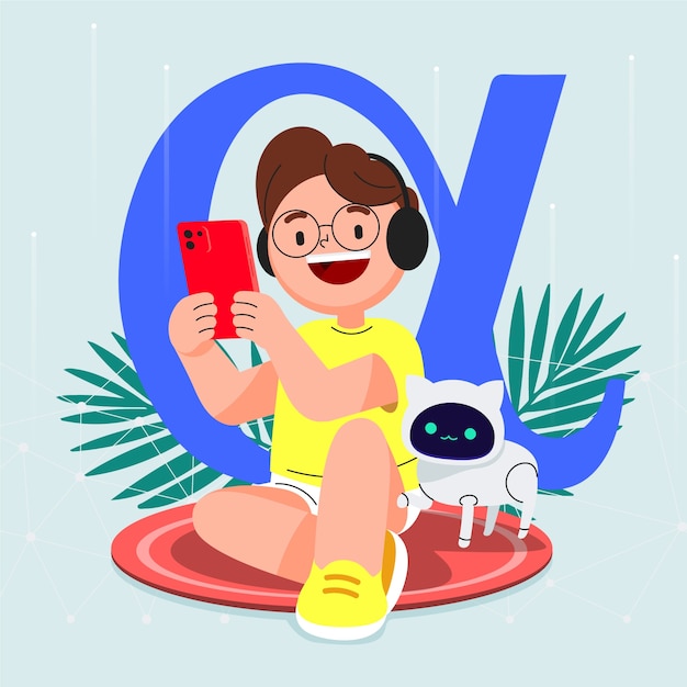 Illustrazione disegnata a mano della Gen Alpha.
