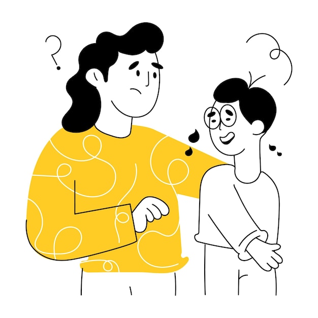 Illustrazione disegnata a mano della madre preoccupata