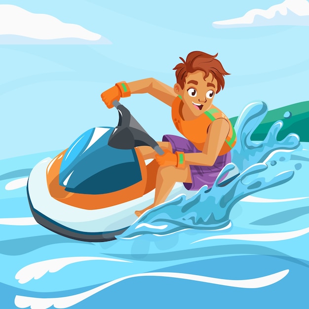 Illustrazione disegnata a mano della moto d'acqua