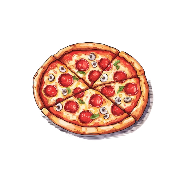 illustrazione disegnata a mano della pizza del fumetto