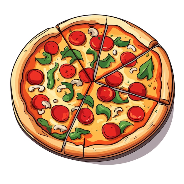 illustrazione disegnata a mano della pizza del fumetto