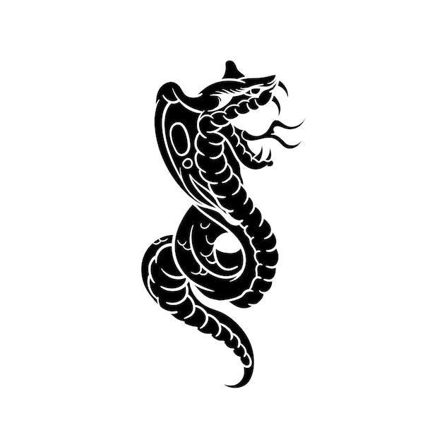 Illustrazione disegnata a mano della silhouette del serpente cobra carino