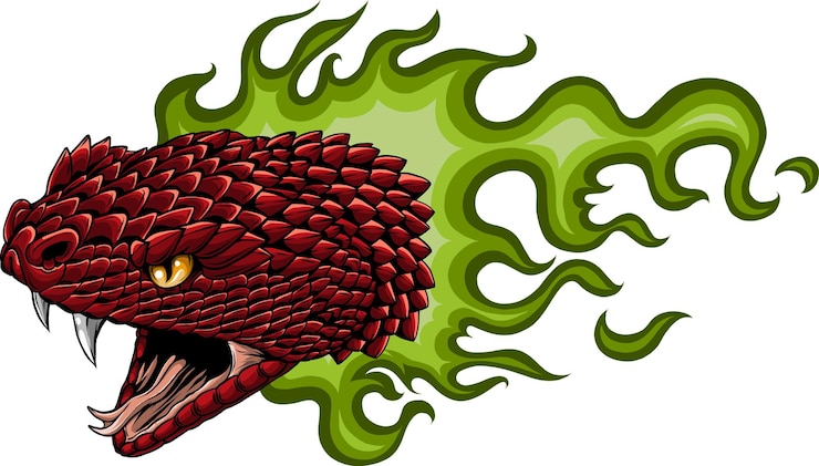Vettore illustrazione disegnata a mano della testa di serpente iconica