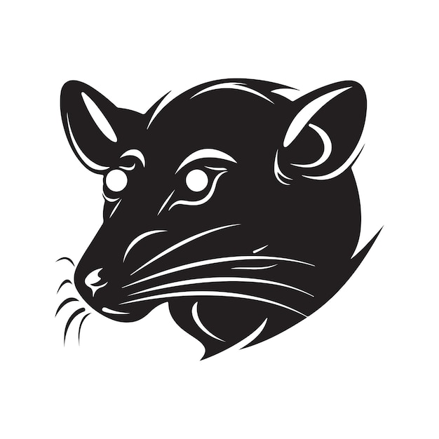 Illustrazione disegnata a mano di colore bianco e nero di concetto di arte linea logo vintage semplice ratto