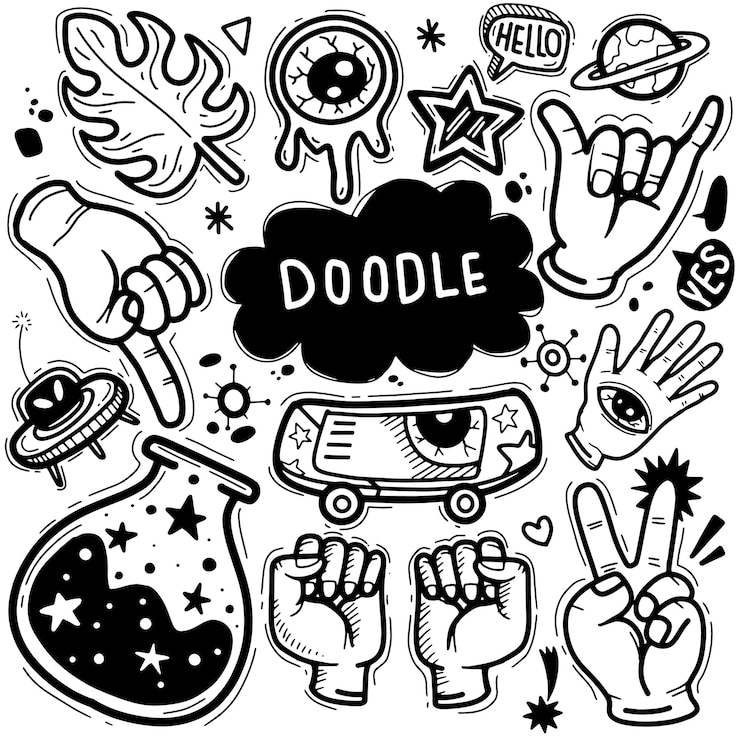 Vettore illustrazione disegnata a mano di doodle set