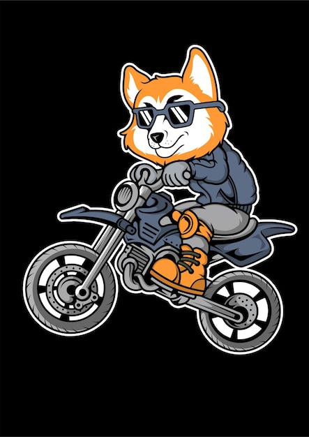 Illustrazione disegnata a mano di Fox Motocrosser