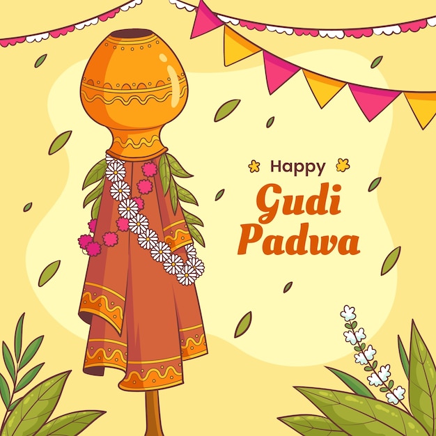 Illustrazione disegnata a mano di gudi padwa